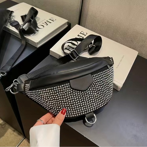 Silver Studded Crossbody Bag - Picture 6 of 11